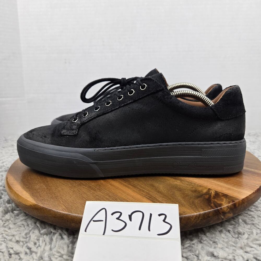 Oliver Sweeney Mens 8.5 Penacova Black Leather Casual Lifestyle Daily Sneaker